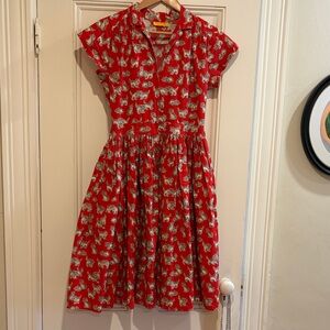 Bernie Dexter Red Dress with Cat Print